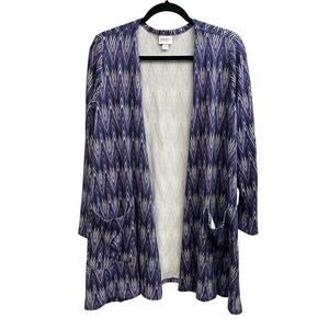 NWT LulaRoe Caroline Purple Chevron Open Cardigan Women's Size Medium Knit Flowy
